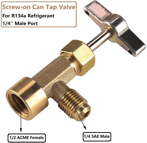 R134A Can Tap Valve Refrigerant Dispenser with Tank Adapter for 1/4 and ...