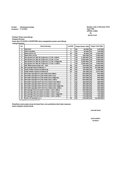 Surat Penawaran Harga Pengertian Dan Fungsinya Linovh - vrogue.co