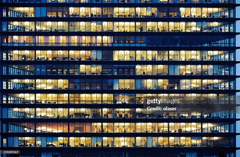 Workers Working Late Office Windows By Night High-Res Stock Photo ...