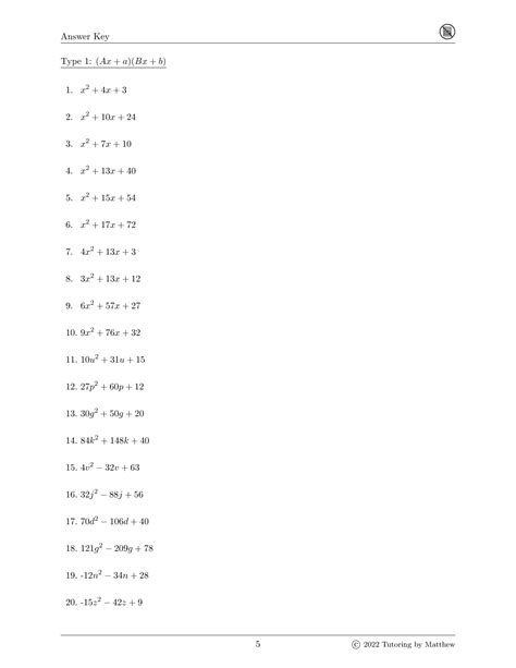 Foil Worksheet – Tutoring by Matthew