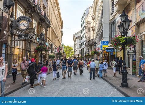 Vaci Street Vaci Utca, the Main Shopping Street in Budapest Editorial Stock Photo - Image of ...