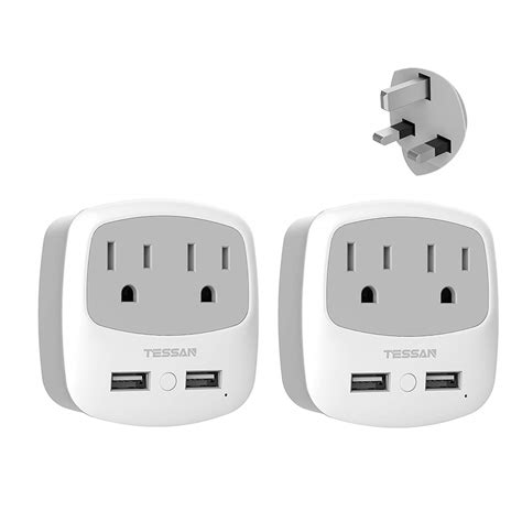 Buy TESSANUS to UK Plug Adapter, Type G Travel Adaptor with 2 USB 2 ...