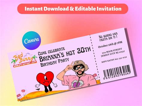 Bad Bunny Concert Ticket Invitation World's Hottest Tour - Etsy UK