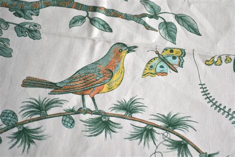 Brunschwig & Fils Fabric Bird and Thistle in Green 56 x 43