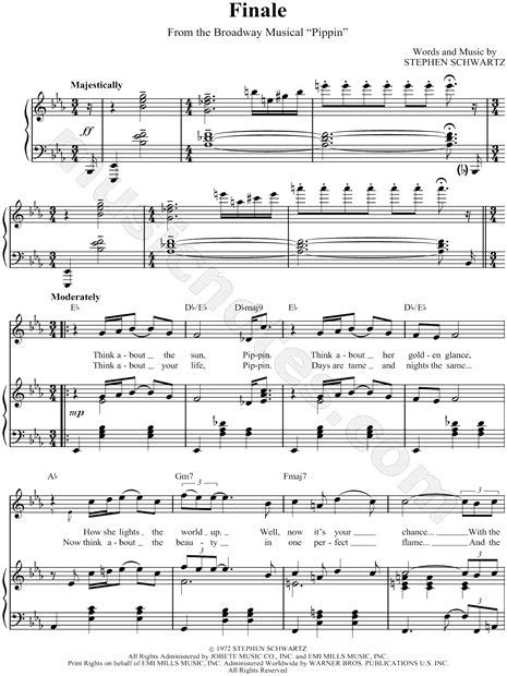 "Finale from Pippin" from 'Pippin' Sheet Music in Eb Major - Download & Print | Music, Sheet ...