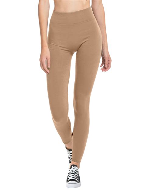 Women & Plus Seamless High Waist Fleece Lined Warm Leggings (Beige - One Size Regular) - Walmart.com