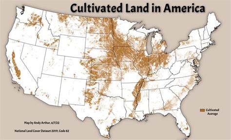 Thematic Map: Cultivated Land in America | Andy Arthur.org