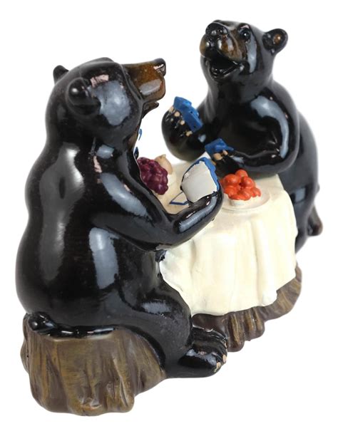 Western Rustic Black Bear Couple Enjoying Romantic Dinner In The Woods Figurine in 2022 | Bear ...