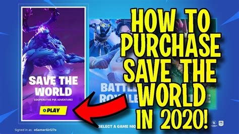 HOW TO PURCHASE SAVE THE WORLD IN 2020! | FORTNITE - YouTube