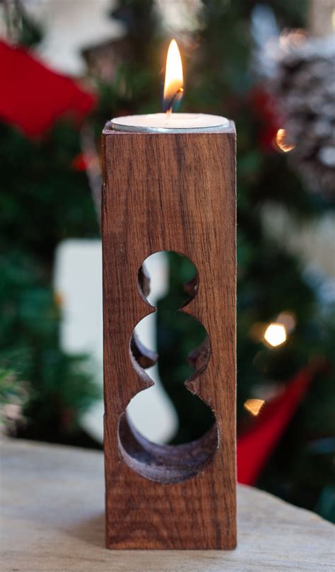 How to Make a Christmas Cut Out DIY Wooden Candle Holder - Sweet Pea