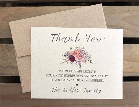 Personalized Funeral Thank You Cards Sympathy Acknowledgement Etsy | My ...