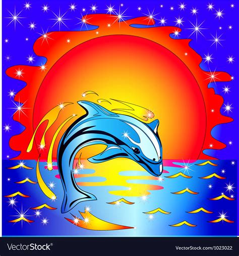 Dolphin Sunset Background Royalty Free Vector Image