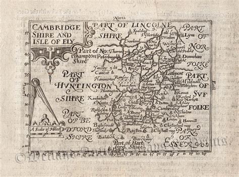 'CAMBRIDGE SHIRE AND ISLE OF ELY' by John Bill c.1626 - Welland Antique Maps