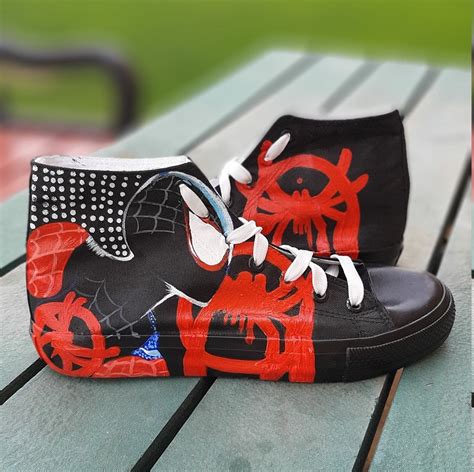 Spiderman Custom Shoes Mens Marvel Gift Ideas for Superhero Boy Custom Painted Sneakers High Top ...