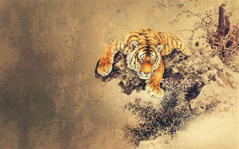 Asian Artwork Tiger | Oriental wallpaper, Japanese tiger art, Tiger art