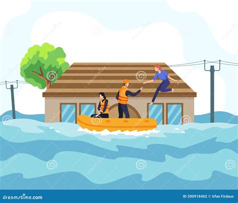 Flood Disaster Illustration Concept Stock Vector - Illustration of cataclysm, concept: 200918402