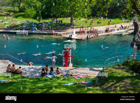 USA Texas TX Austin Barton Springs Pool in Zilker Park natural spring fed swimming hole Stock ...