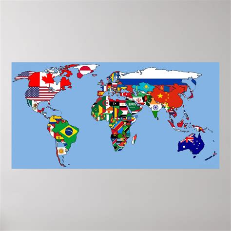 World Flag Map Poster | Zazzle