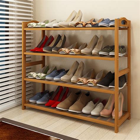 Shoe Racks Bedroom Easy Build With 4 Shelves Perfect for Hallway Small Spaces Brown/White KEPLIN ...