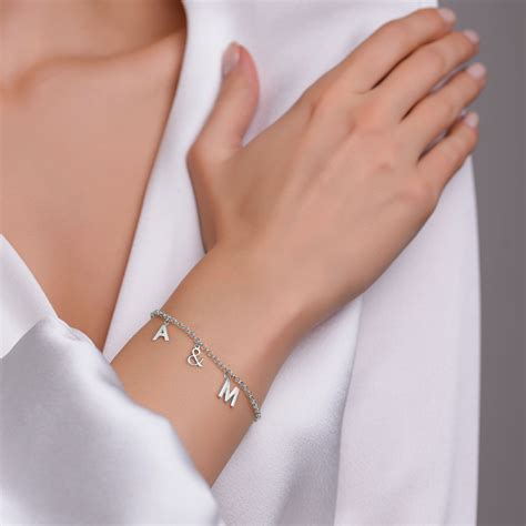 Letter Charms Personalized Bracelet - Sterling Silver