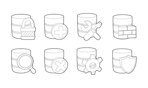 Server icon set, outline style 8700342 Vector Art at Vecteezy