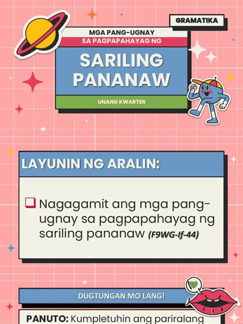 Mga Pang-Ugnay Sa Pagpapahayag NG Sariling Pananaw | PDF