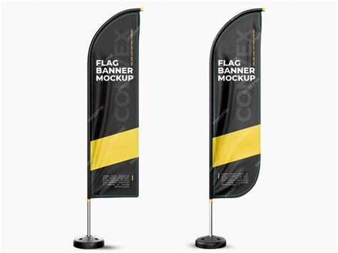 Premium PSD | Flag Banner Mockup