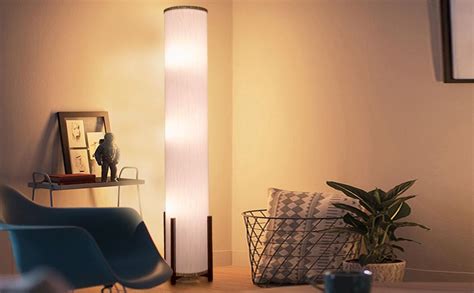 CAUDTK Column Floor Lamps Remote Control Dimmable 61 Inch 3 Smart Light Bulbs Color Changing ...