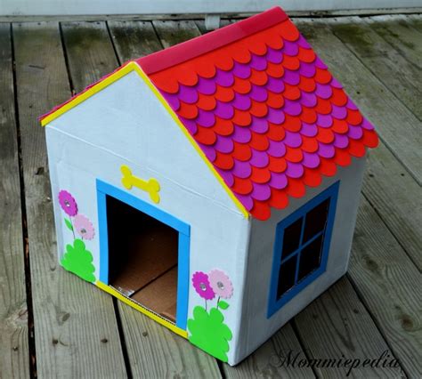 Cardboard craft dog house | Cardboard box houses, Cardboard crafts, Dog ...