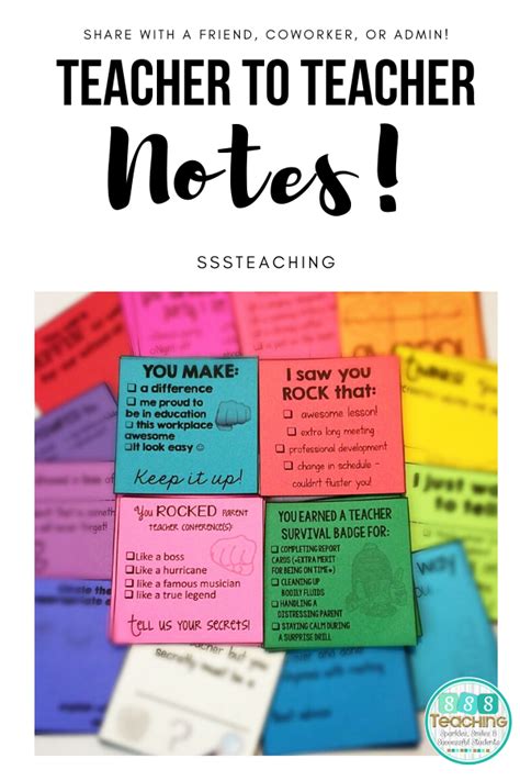 Teacher Appreciation and Encouragement Notes - Easy to Make a Teacher's Day - Classroom Freebies