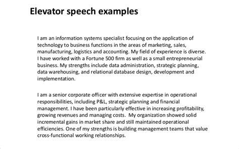 Elevator Pitch Examples