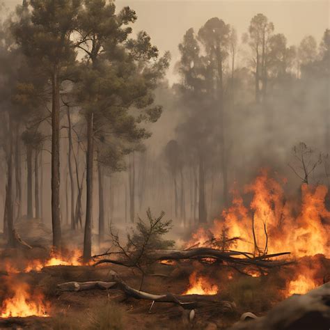 Premium Photo | A forest fire with a forest fire in the background