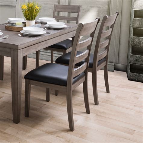 Grey Wood Dining Chairs | PU Leather Seats | CorLiving Furniture