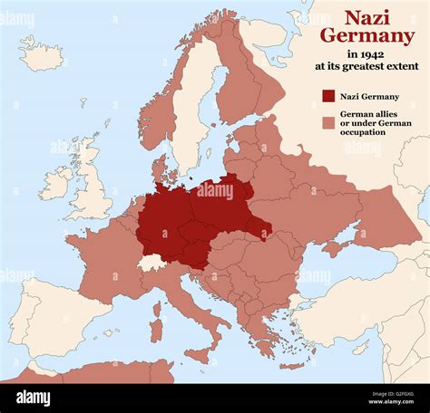 L'Allemagne nazie - Troisième Reich à son apogée en 1942. Carte de l'Europe en seconde guerre ...