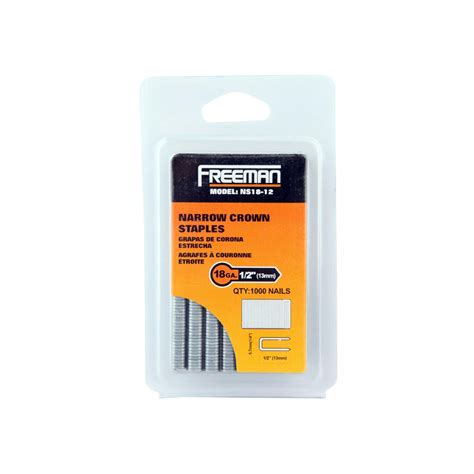 Freeman 1/2 in. 18-Gauge Glue Collated Narrow Crown Staples (1000 Count)-NS18-12 - The Home Depot