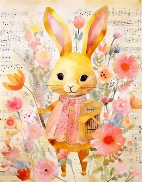 Easter Bunny Rabbit Art Print Free Stock Photo - Public Domain Pictures