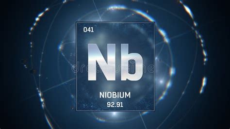 Niobium As Element 41 of the Periodic Table 3D Illustration on Orange ...