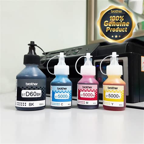 Brother BT-5000C/M/Y BT-D60BK Set of Original Brother Refill Bottle Dye ...