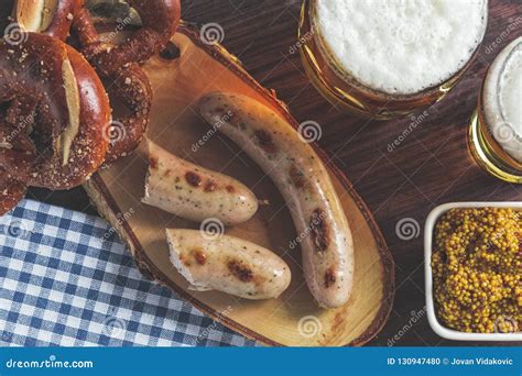 The Bavarian Weisswurst, Pretzel and Mustard Stock Photo - Image of bavarian, munich: 130947480