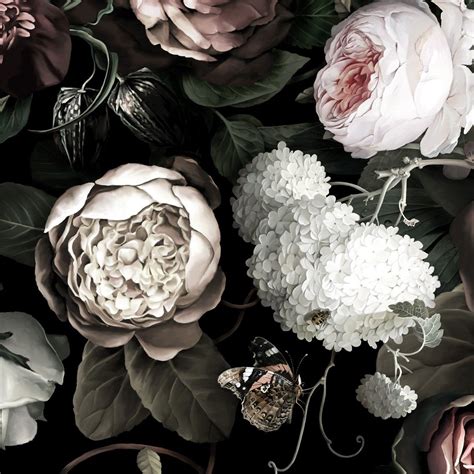 Dark Floral II Black Saturated - Floral Wallpaper - by Ellie Cashman ...