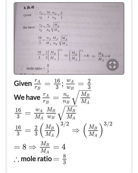 The rate of diffusion of 2 gases 'a' and 'b are in the ratio 16: 3. if ...