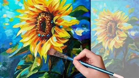 Easy flowers / Acrylic painting/ how to paint Sunflower /아크릴화 /tutorial ...