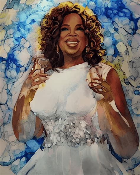 Oprah Winfrey Wearing White Dress Hyper Realistic Alcohol Ink Intricate · Creative Fabrica