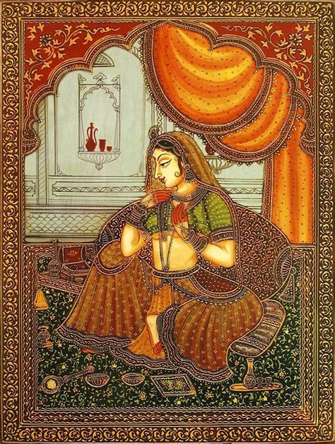 The Rajput Princess Adorning Herself | Mughal paintings, Indian art paintings, Mughal miniature ...