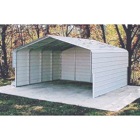 VersaTube Two-Vehicle Steel Shelter — 19ft.L x 20ft.W x 7 1/2ft.H 3-Sided Shelter, Model ...