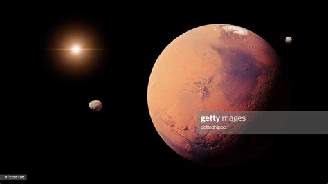 Planet Mars With It Moons Phobos And Deimos High-Res Stock Photo - Getty Images