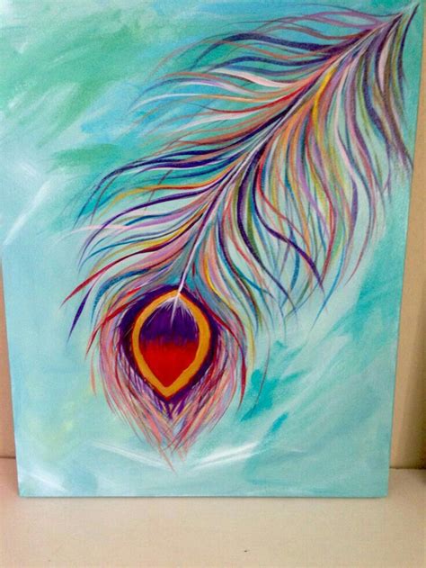 peacock feather painting acrylic - Janene Durden