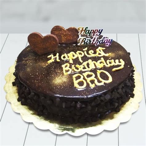 Send happy birthday brother chocolate chocochip cake online by GiftJaipur in Rajasthan