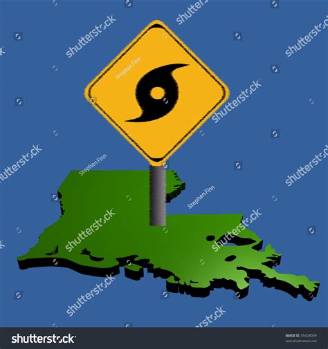 Hurricane Warning Sign On Louisiana Map Stock Illustration 35428039 - Shutterstock