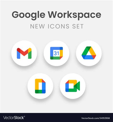 New google workspace icon set gmail google drive Vector Image